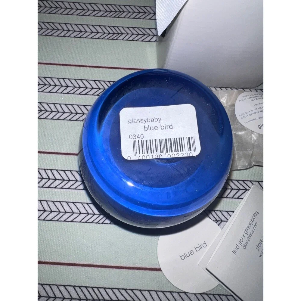 NWT Glassybaby BLUE BIRD 0340 Art Glass Votive Candle Holder & tea light w/ box